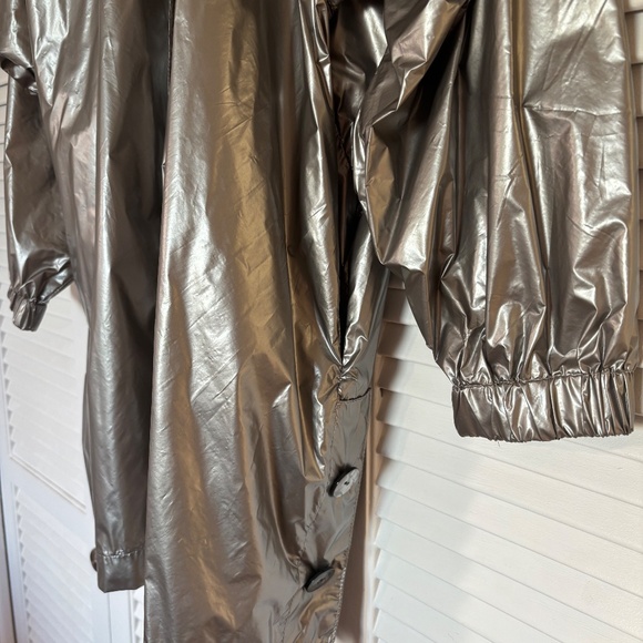 RARE MNZ Maryam Nassir Zadeh Felix Silver Shiny Jacket w Hidden Hood Medium 6 - Picture 4 of 12
